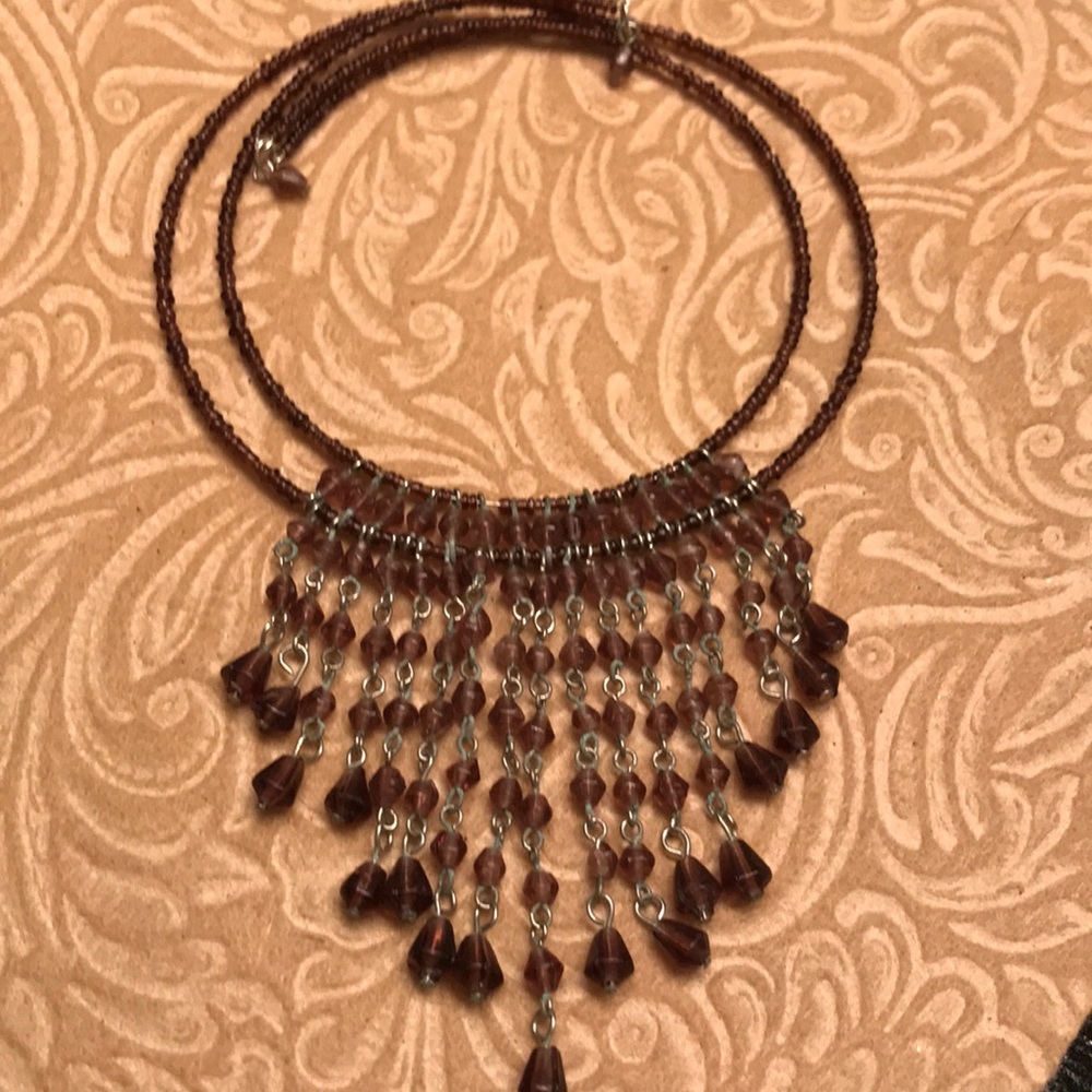 Bronze Beaded Choker Necklace